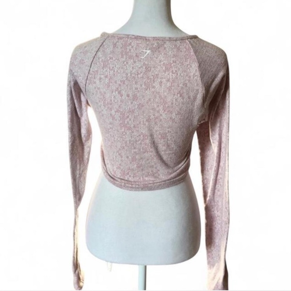 Gymshark Pink Fleur Textured Long Sleeve Crop Top w/ Front Keyhole size Small - Picture 3 of 6